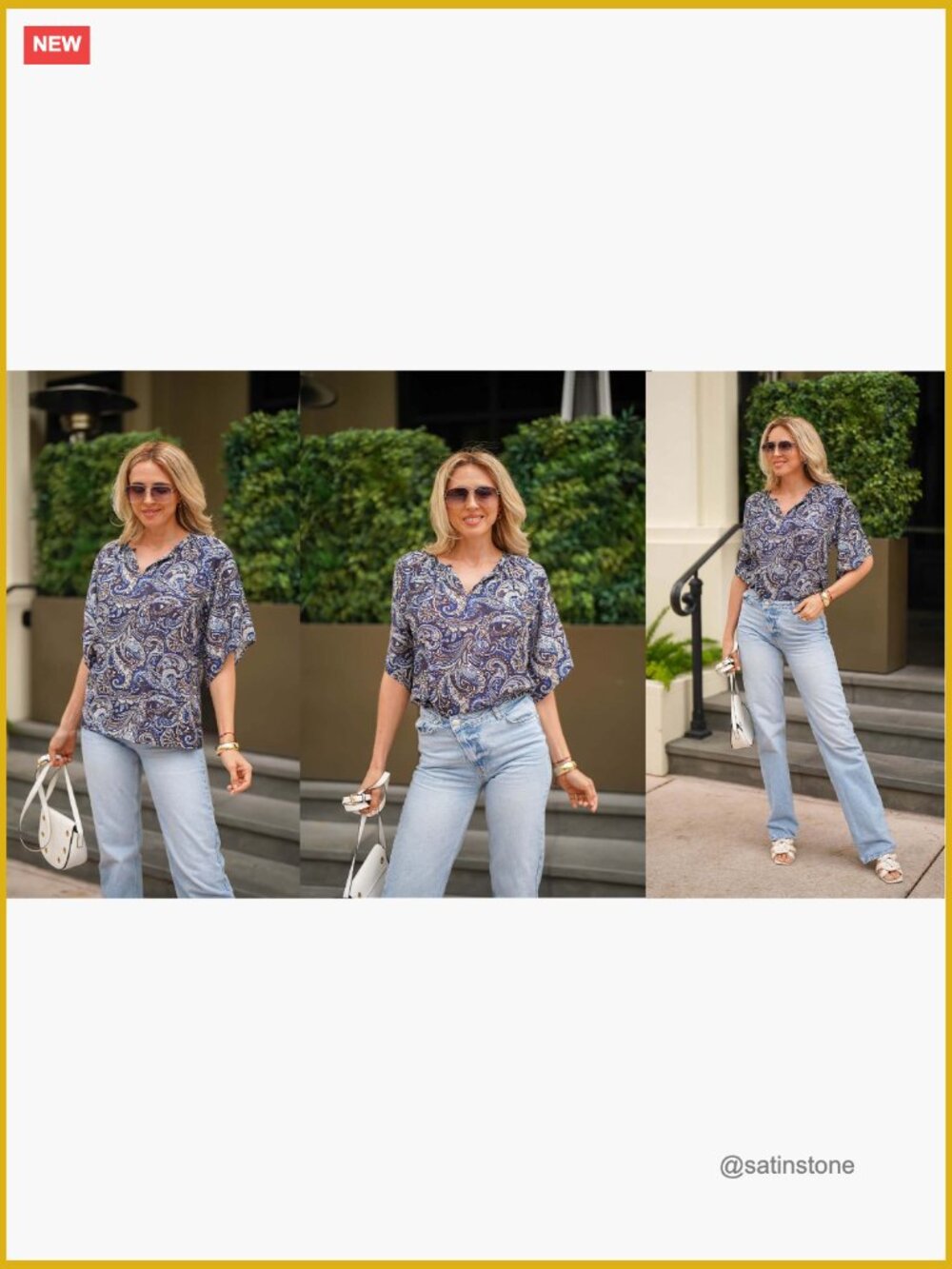 3/4 Sleeve V Neck Bohemian Blouses Tunic Loose Fit Floral Printed Top - Picture 7 of 7